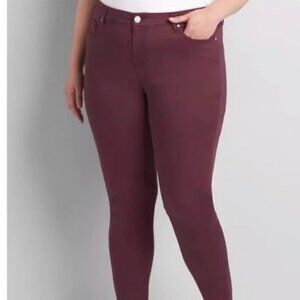Lane Bryant Women's Burgundy Skinny Jeans sz 16
